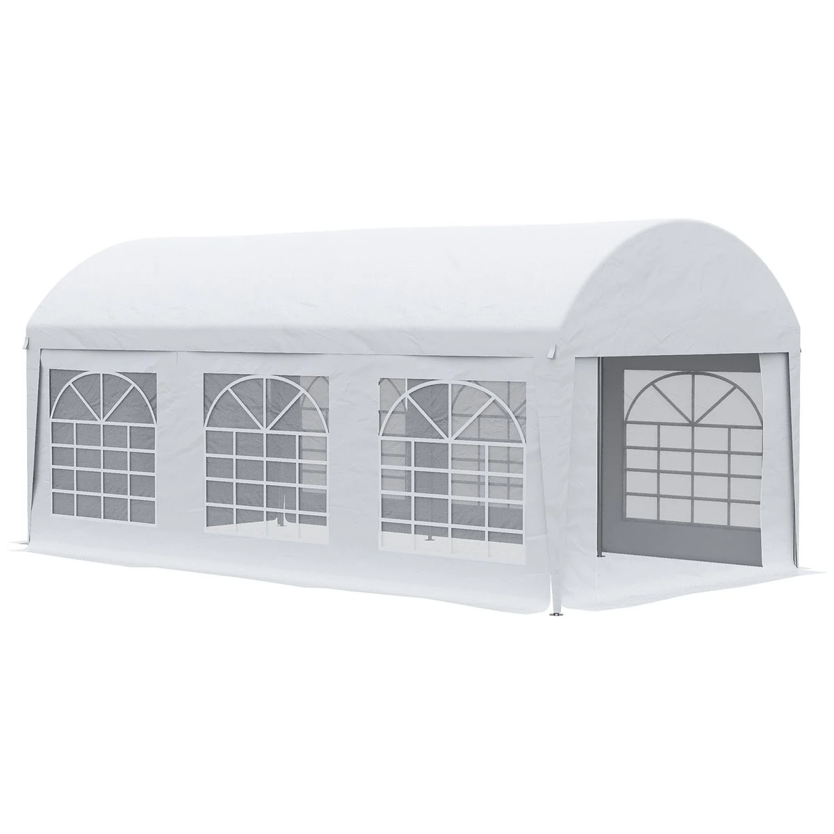 Outsunny Carpa De Jardín 6x3 M Carpa Para Fiestas Cenador Con Paredes Laterales Extraíbles Puerta Con Cremalleras Y 6 Ventanas Protección UV Para Exterior Eventos Bodas Blanco