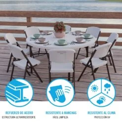 Mesa Redonda Patas Plegables Crema LIFETIME Ø152 X 74 Cm -OUTSUNNY TIENDA b789dc3397790fcd52b0f88114f4576a83f5b8f6 0f9182703992440da6ca382bf0cc3e0e