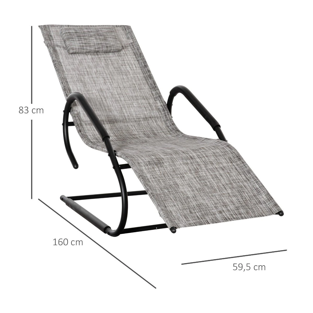 Outsunny Tumbona De Jardín Ergonómica Con Reposacabezas Reposapiés Y Reposabrazos Mecedora Tapizado En Tela Texteline Transpirable Para Terraza Patio 160x59,5x83 Cm Gris 5 Outsunny Tumbona De Jardín Ergonómica Con Reposacabezas Reposapiés Y Reposabrazos Mecedora Tapizado En Tela Texteline Transpirable Para Terraza Patio 160x59,5x83 Cm Gris - Imagen 3