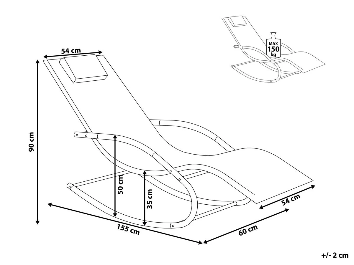 Tumbona De Jardín Mecedora Gris Oscuro CARANO II 5 Tumbona De Jardín Mecedora Gris Oscuro CARANO II - Imagen 3