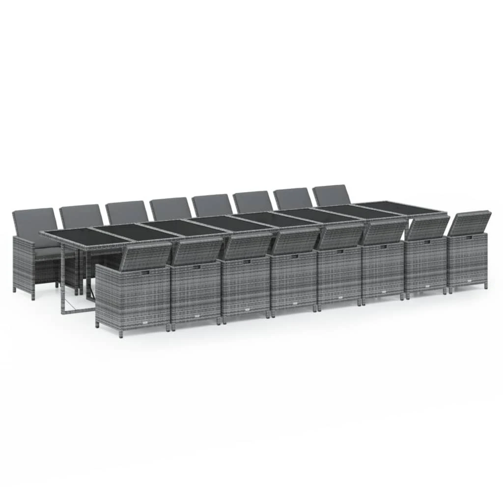 Set De Comedor Jardín 17 Pzas Con Cojines Ratán Sintético Gris VidaXL 4 Set De Comedor Jardín 17 Pzas Con Cojines Ratán Sintético Gris VidaXL - Imagen 2