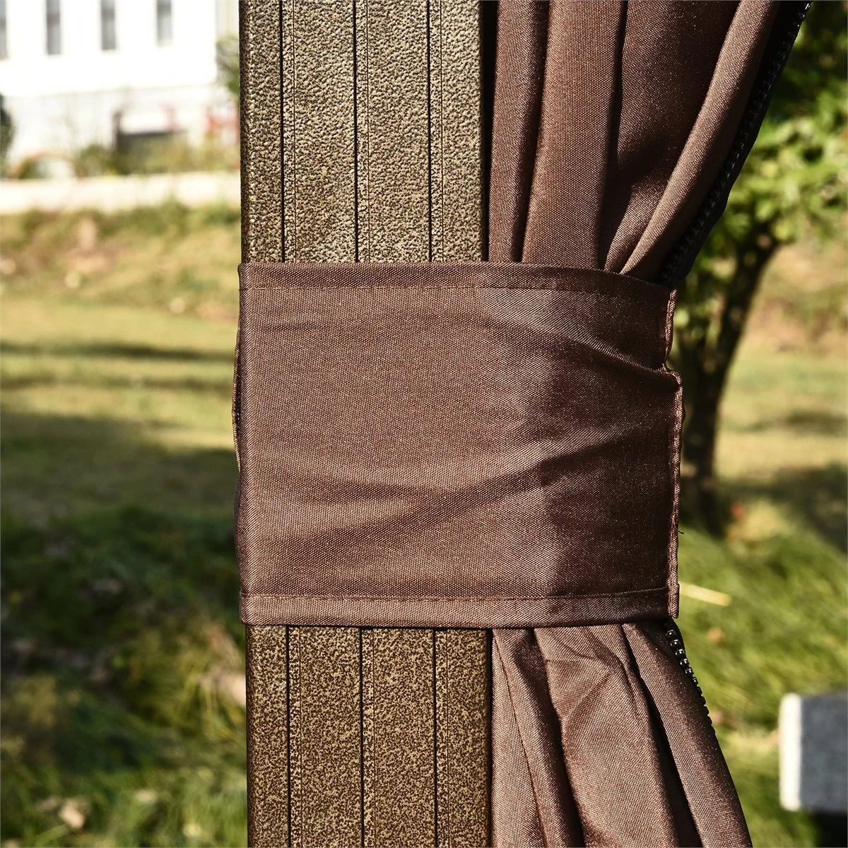 Outsunny Cenador De Jardín 300x365 Cm Marco De Aluminio Con Cortinas De Doble Capa Y Techo Metálico Para Reunión Familar Fiestas Bodas Negro Y Marrón 8 Outsunny Cenador De Jardín 300x365 Cm Marco De Aluminio Con Cortinas De Doble Capa Y Techo Metálico Para Reunión Familar Fiestas Bodas Negro Y Marrón - Imagen 6