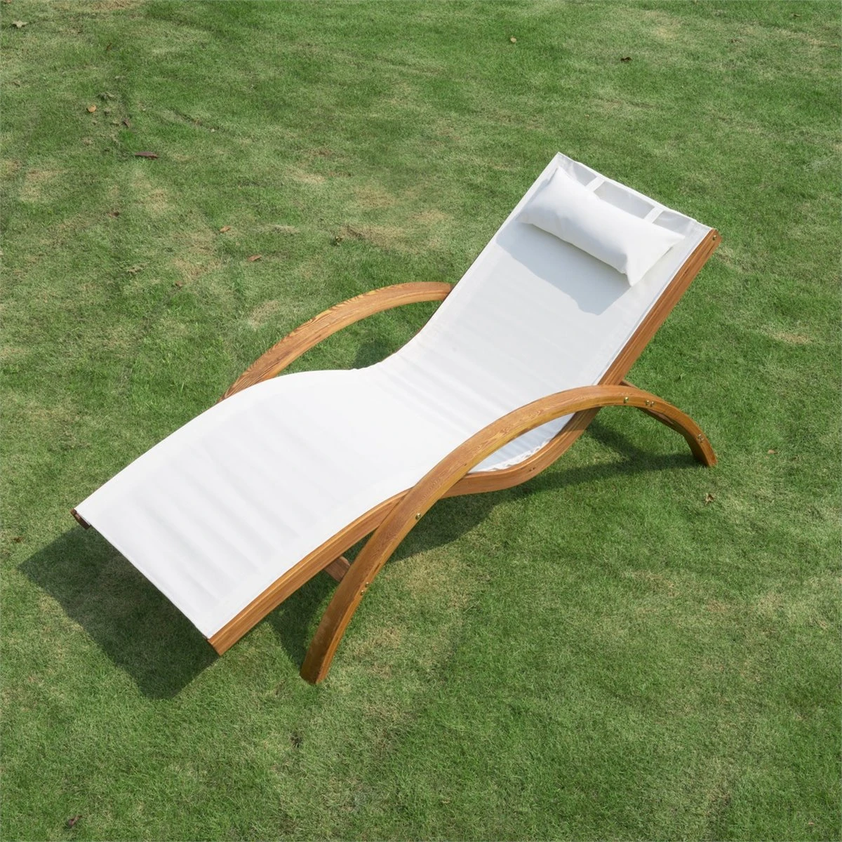 Outsunny Tumbona Tipo Hamaca Para Jardín Terraza Playa Piscina O Patio 161x72x68 Cm Color Blanco Hecha De Madera Malla Y Texteline Con Almohadilla 12 Outsunny Tumbona Tipo Hamaca Para Jardín Terraza Playa Piscina O Patio 161x72x68 Cm Color Blanco Hecha De Madera Malla Y Texteline Con Almohadilla - Imagen 10