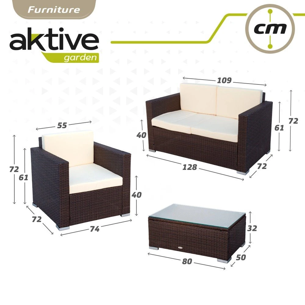 Conjunto Muebles Terraza Sillones, Sofá Y Mesita Ratán Aktive 10 Conjunto Muebles Terraza Sillones, Sofá Y Mesita Ratán Aktive - Imagen 8