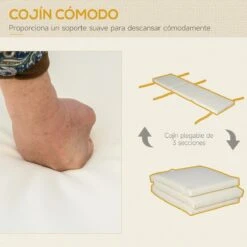 Outsunny Tumbona De Madera Plegable Con Respaldo Ajustable En 4 Posiciones Cojín Extraíble Carga 113 Kg Para Jardín Terraza Camping Exterior 195x59x30 Cm Natural -OUTSUNNY TIENDA baf2ab2db78887ae3e1453376aeae7f820d7dcaf a3320c1e1e9b4a0c87b9d82865ddee83