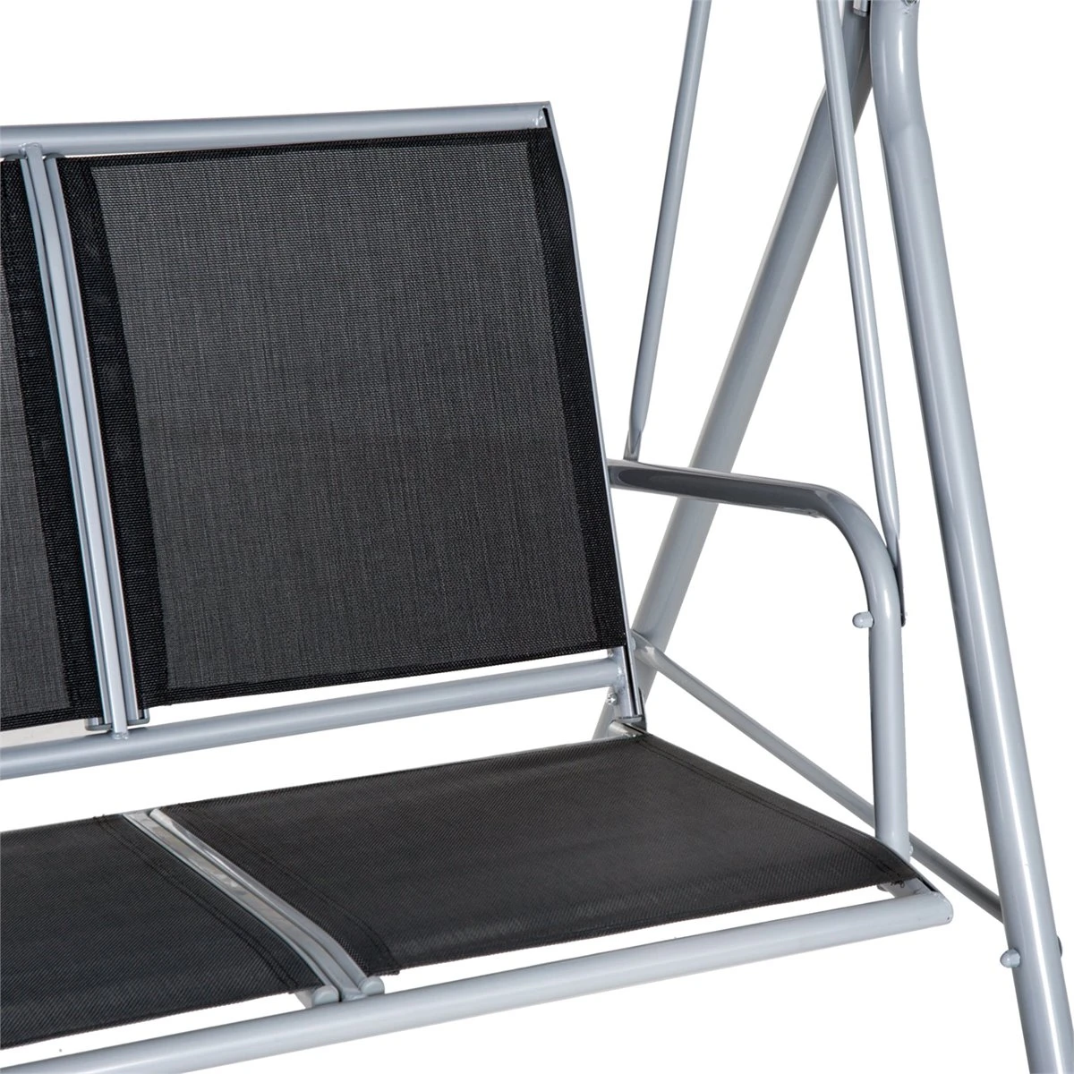 Outsunny Columpio Balancín Jardín De 3 Plazas Con Toldo Ajustable Respaldo Transpirable Y Marco De Metal Para Terraza Balcón Exterior Carga 240 Kg 171x108x154 Cm Negro 9 Outsunny Columpio Balancín Jardín De 3 Plazas Con Toldo Ajustable Respaldo Transpirable Y Marco De Metal Para Terraza Balcón Exterior Carga 240 Kg 171x108x154 Cm Negro - Imagen 7