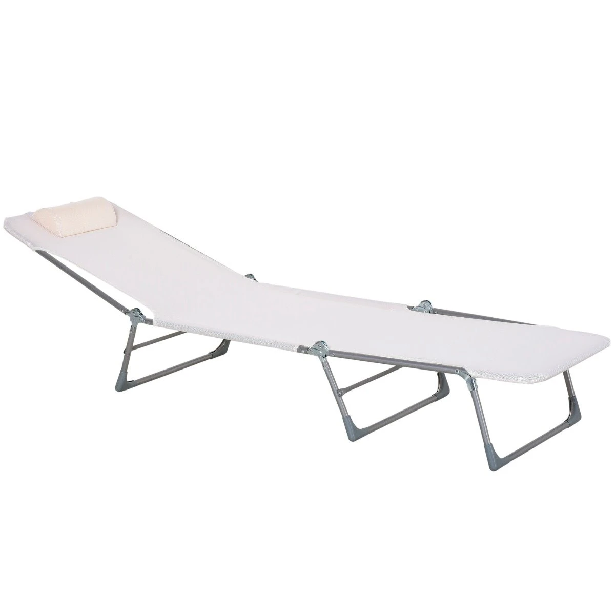 Outsunny Tumbona Plegable Y Reclinable De Jardín Con Reposacabezas Y Respaldo Ajustable En 5 Niveles Tela De Texteline Transpirable 182x56x24,5 Cm Crema 11 Outsunny Tumbona Plegable Y Reclinable De Jardín Con Reposacabezas Y Respaldo Ajustable En 5 Niveles Tela De Texteline Transpirable 182x56x24,5 Cm Crema - Imagen 9