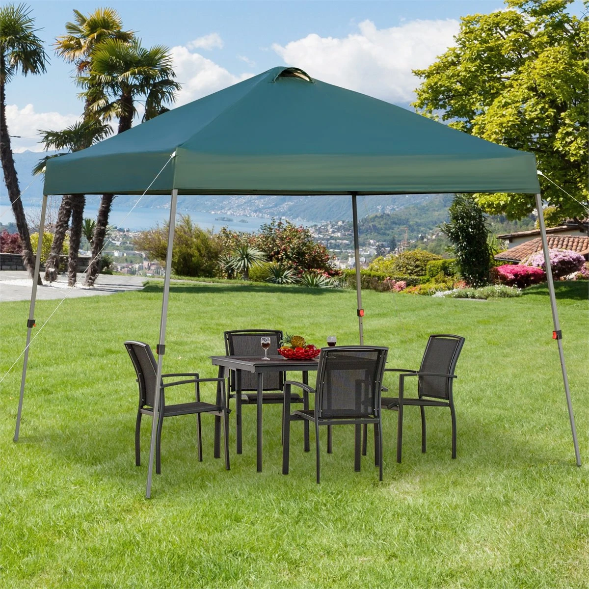 Outsunny Cenador Plegable 3x3m Portátil De Jardín Con Bolsa De Transporte Con Ruedas Acero Para Exterior Fiestas Camping Verde 4 Outsunny Cenador Plegable 3x3m Portátil De Jardín Con Bolsa De Transporte Con Ruedas Acero Para Exterior Fiestas Camping Verde - Imagen 2