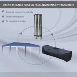 Outsunny Cenador Plegable 6x3 M Carpa De Jardín Portátil Con Bolsa De Transporte Tela Oxford Marco De Acero Para Exterior Fiestas Camping Azul -OUTSUNNY TIENDA bd0ebcd7c1b29487f35fc1dfe94f094bc2d07c28 c829fdf7ef2b4fe6b106034115588c5e
