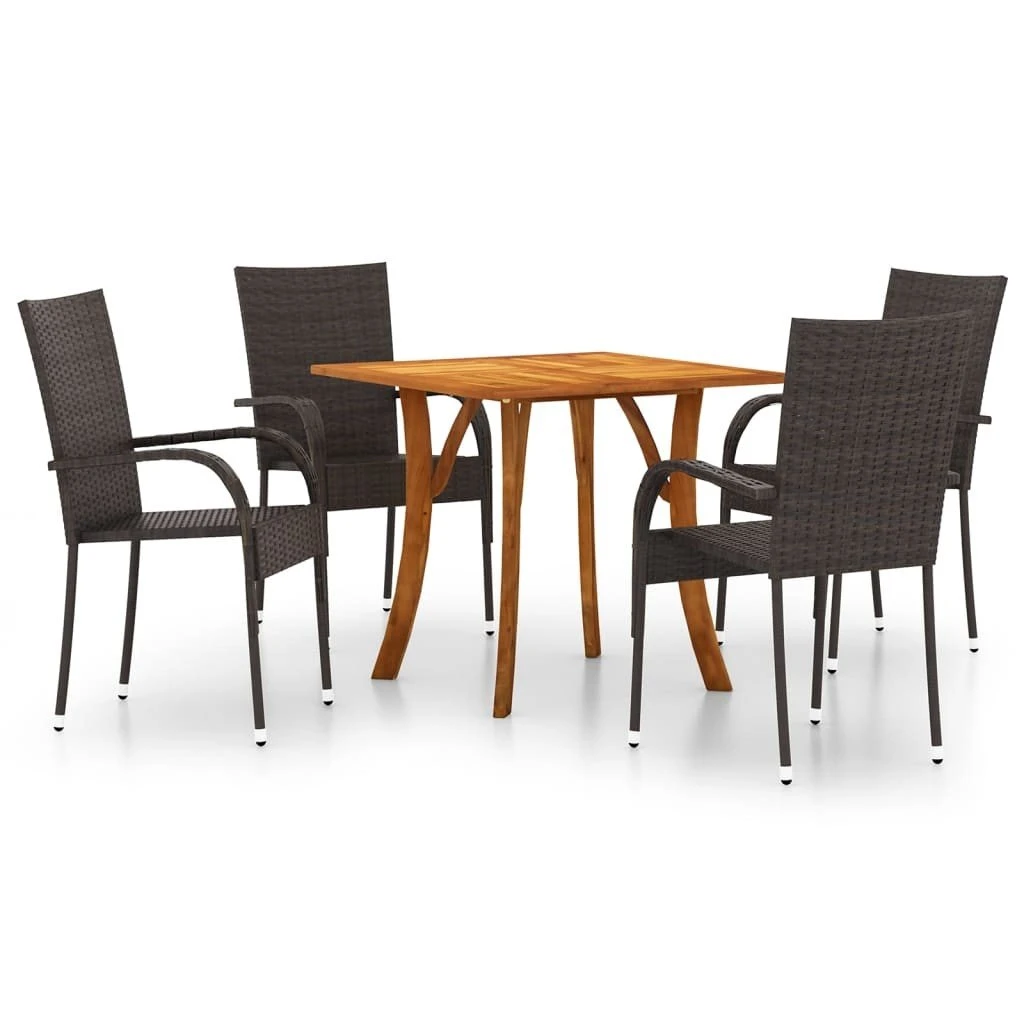 Juego De Comedor Para Jardín 5 Piezas Marrón VidaXL 4 Juego De Comedor Para Jardín 5 Piezas Marrón VidaXL - Imagen 2