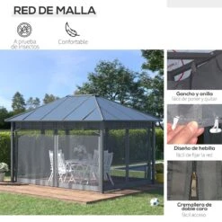 Outsunny Cenador De Jardín 4x3 M Aluminio Pabellón Para Exterior Con Techo De Policarbonato Y 4 Mosquiteras Laterales Con Cremalleras Para Fiestas Eventos Gris 15 Outsunny Cenador De Jardín 4x3 M Aluminio Pabellón Para Exterior Con Techo De Policarbonato Y 4 Mosquiteras Laterales Con Cremalleras Para Fiestas Eventos Gris -OUTSUNNY TIENDA bf18432df7bdf0ee1ea35ff58ab655d6051c0349 f5867b9a1657424ba50fb4f30ae29196