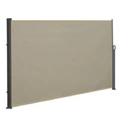 Outsunny Toldo Lateral Retráctil 300x180 Cm Pantalla Enrollable Mampara De Privacidad Y Protección Solar Para Balcón Terraza Color Crema