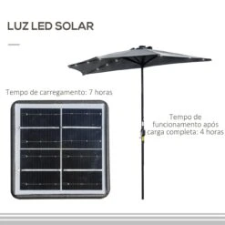 Outsunny Sombrilla Semicircular Con 24 Luces LED Solar 270x135x240 Cm Parasol De Jardín Con Manivela Techo De Ventilación Para Pared Terraza Gris 15 Outsunny Sombrilla Semicircular Con 24 Luces LED Solar 270x135x240 Cm Parasol De Jardín Con Manivela Techo De Ventilación Para Pared Terraza Gris -OUTSUNNY TIENDA c01a92a02c2861de453620ed18e8f16c50339ee5 3c346cdcc3f84c67a826c1b96b1b74e0