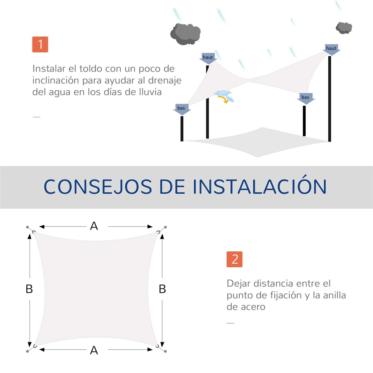 Outsunny Toldo Vela Rectángulo 4x6m Toldo Parasol Vela De Sombra Protección UV Poliéster Para Patio Terraza Jardín 7 Outsunny Toldo Vela Rectángulo 4x6m Toldo Parasol Vela De Sombra Protección UV Poliéster Para Patio Terraza Jardín - Imagen 5