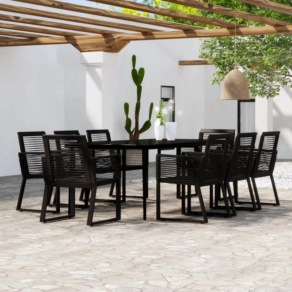 Juego De Comedor De Jardín 9 Piezas Negro VidaXL 3 Juego De Comedor De Jardín 9 Piezas Negro VidaXL