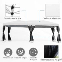 Outsunny Carpa 6x3m Plegable Gazebo Para Jardín Cenador Con 6 Cortinas Mosquitera Y Cremallera Bolsa Transporte Montaje Fácil Acero Tela Oxford Blanco 14 Outsunny Carpa 6x3m Plegable Gazebo Para Jardín Cenador Con 6 Cortinas Mosquitera Y Cremallera Bolsa Transporte Montaje Fácil Acero Tela Oxford Blanco -OUTSUNNY TIENDA c4213bfe40cf7ce868ba2ed763cbd47f7de8bd82 975d20ff24f04d969809aee045761082