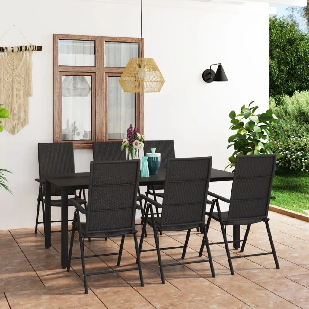 Juego De Comedor Para Jardín 7 Piezas Negro VidaXL 2 Juego De Comedor Para Jardín 7 Piezas Negro VidaXL