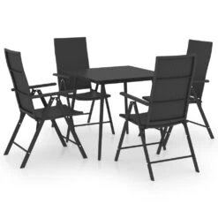Juego De Comedor Para Jardín 5 Piezas Negro VidaXL