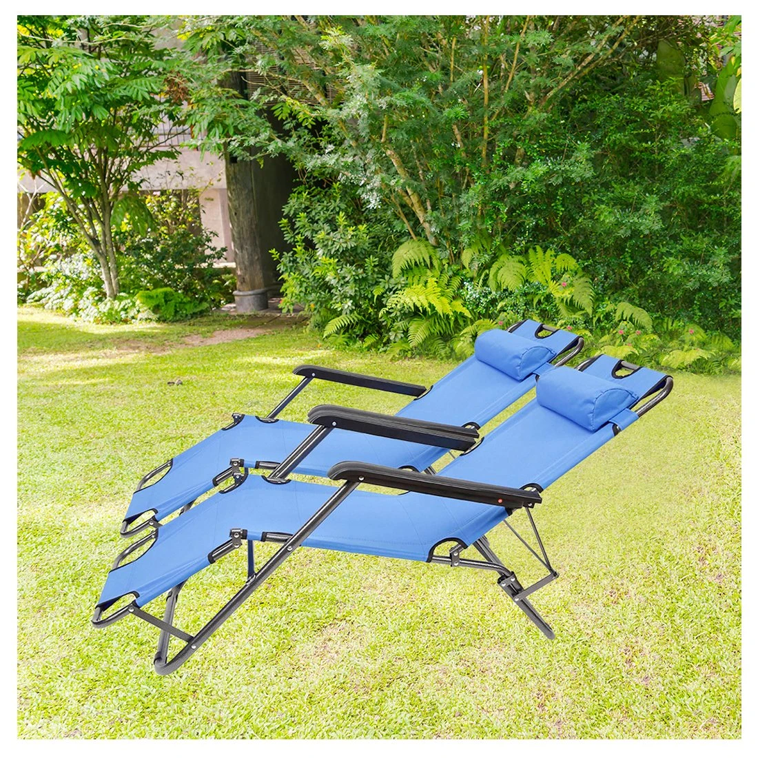 Acomoda Textil – Set De 2 Tumbonas Plegables De Metal Para Jardín. Silla Reclinable Resistente Y Duradera, Reposacabezas Extraible Y Lavable Para Camping, Terraza Y Playa. (Modelo D, Azul) 5 Acomoda Textil – Set De 2 Tumbonas Plegables De Metal Para Jardín. Silla Reclinable Resistente Y Duradera, Reposacabezas Extraible Y Lavable Para Camping, Terraza Y Playa. (Modelo D, Azul) - Imagen 3