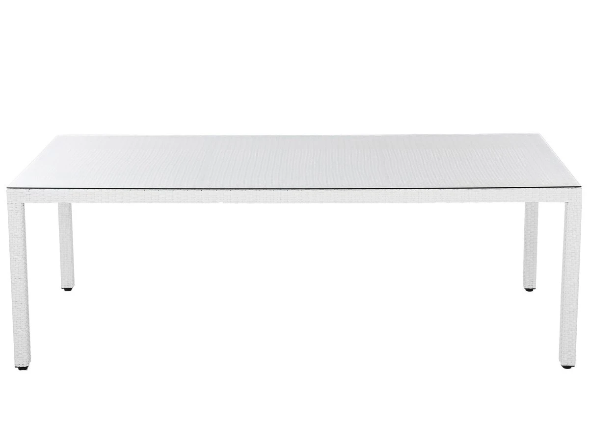 Mesa De Jardín De Ratán Blanco 220 X 100 Cm ITALY 6 Mesa De Jardín De Ratán Blanco 220 X 100 Cm ITALY - Imagen 4