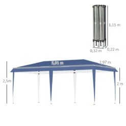 Outsunny Cenador Plegable 6x3 M Carpa De Jardín Portátil Con Bolsa De Transporte Tela Oxford Marco De Acero Para Exterior Fiestas Camping Azul -OUTSUNNY TIENDA c83c9a238b2eb15ff34b3991369f8f6375287847 f3f41ea090104adeb1c23f531a5fb32d