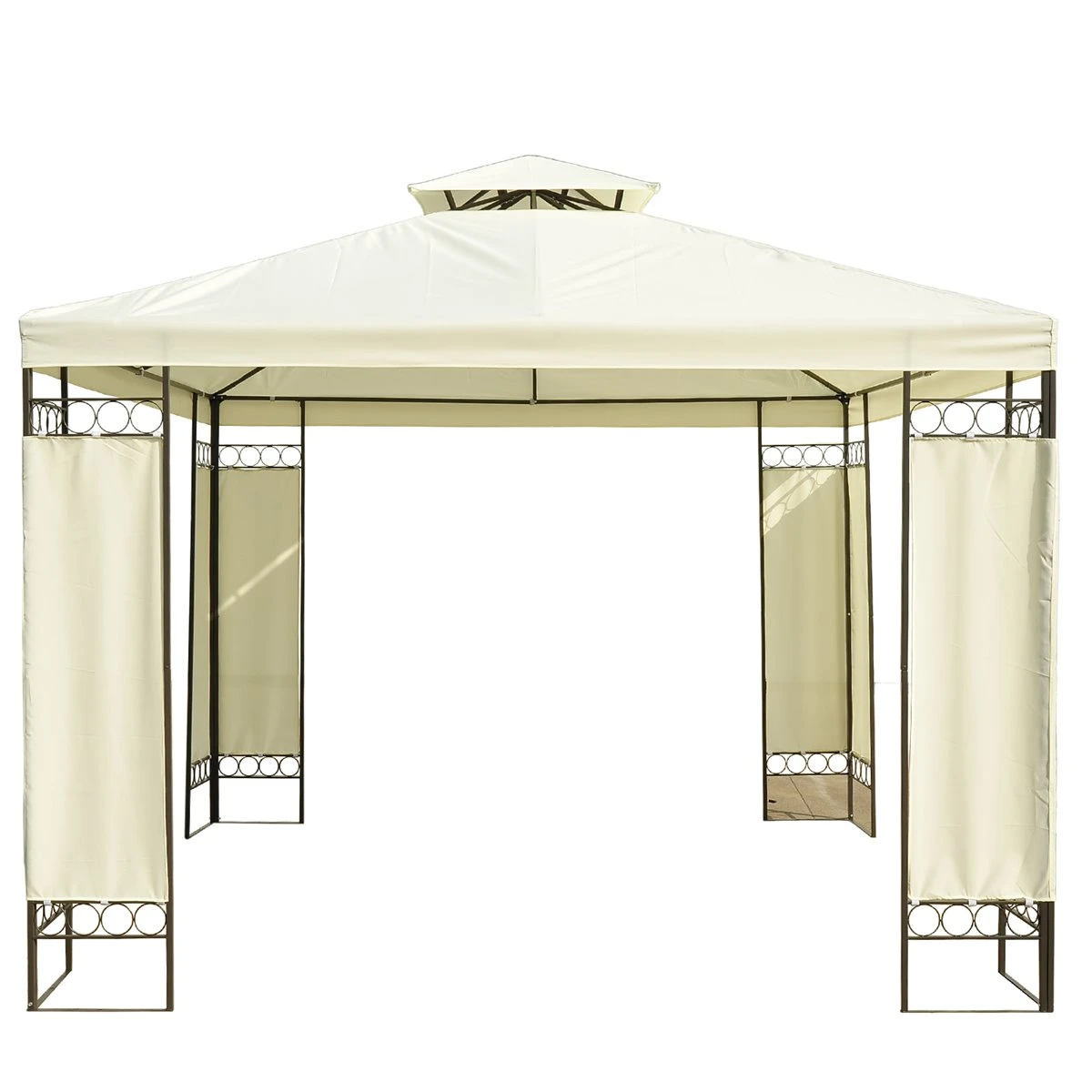 Outsunny Carpa 3x3m Con Techo Ventilador Postes De Acero Estable Para Exteriores Patio Jardín Pabellón Cenador Estructura Metálica Color Crema 11 Outsunny Carpa 3x3m Con Techo Ventilador Postes De Acero Estable Para Exteriores Patio Jardín Pabellón Cenador Estructura Metálica Color Crema - Imagen 9