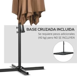 Outsunny Sombrilla Voladizo De Jardín Ø295x245 Cm Parasol Excéntrico Manivela Manual Con 6 Varillas De Metal Ventilación Y Base Cruzada Para Patio Terraza Exterior Marrón -OUTSUNNY TIENDA c959d15208c7e9b5f335b80d4ba2fdac3df2d6f9 e110130657ea43169f38e477f0fcad99