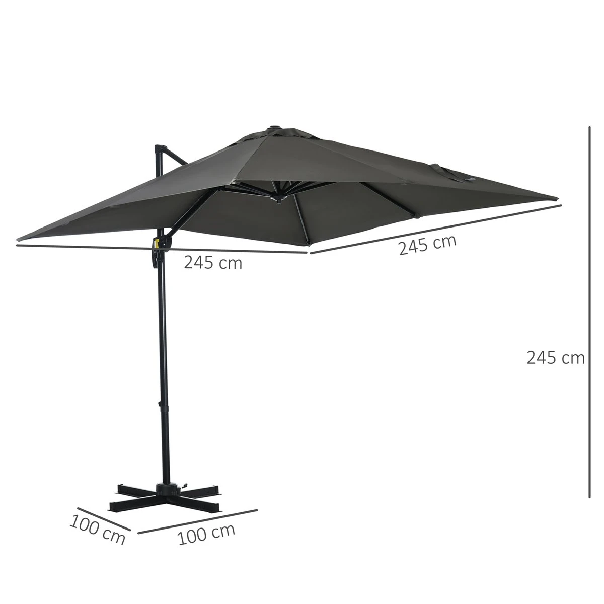 Outsunny Sombrilla De Jardín De Aluminio 245x245x245 Cm Parasol Excéntrico Con Manivela Giratorio 360° Inclinación De 5 Niveles Tela Desmontable Y Ventilación Para Patio Terraza Gris 5 Outsunny Sombrilla De Jardín De Aluminio 245x245x245 Cm Parasol Excéntrico Con Manivela Giratorio 360° Inclinación De 5 Niveles Tela Desmontable Y Ventilación Para Patio Terraza Gris - Imagen 3