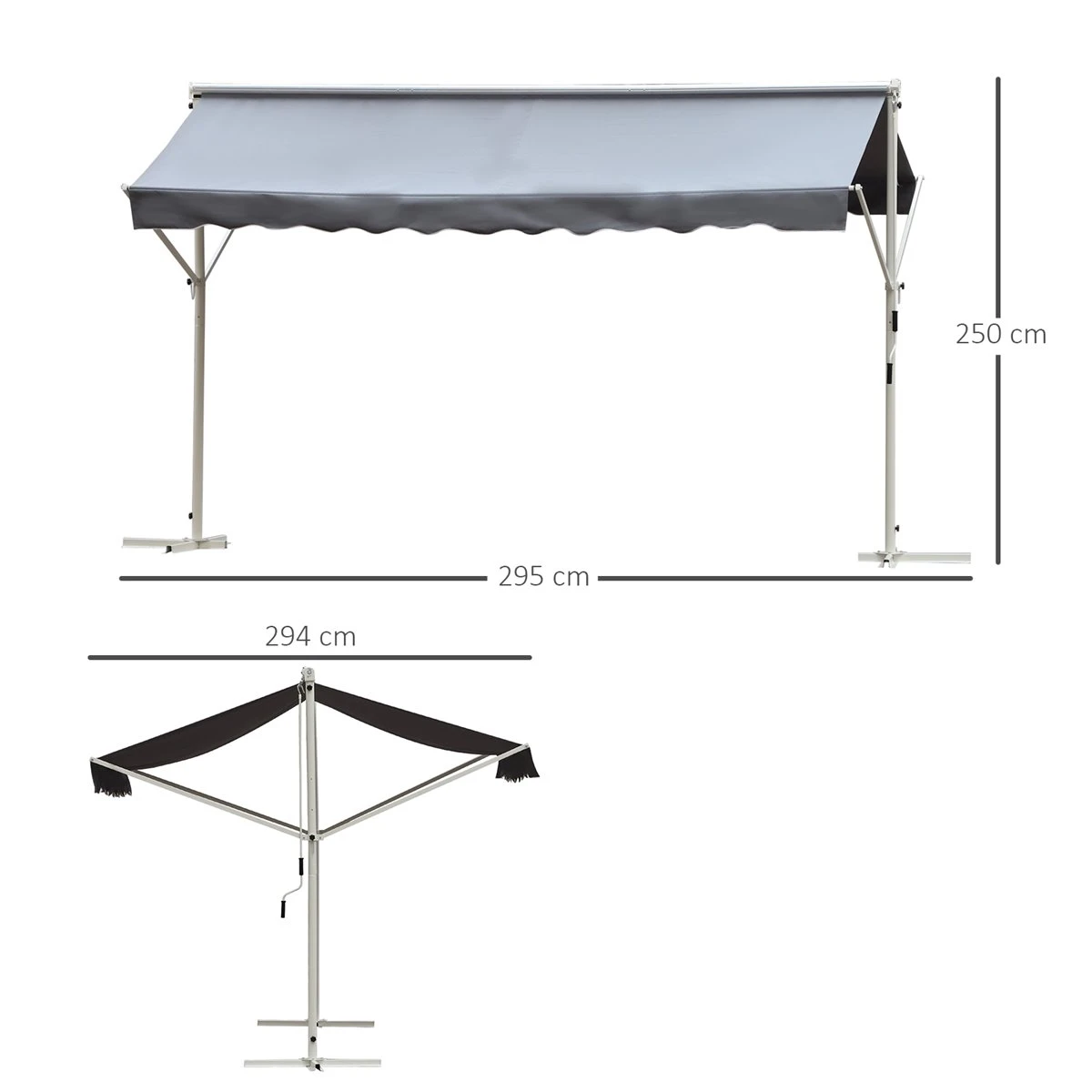 Outsunny Toldo De Pie Independiente 300x295x260 Cm Con Manivela Doble Cara Ángulo Ajustable Portátil Protección Solar Para Jardín Terraza Patio Gris 5 Outsunny Toldo De Pie Independiente 300x295x260 Cm Con Manivela Doble Cara Ángulo Ajustable Portátil Protección Solar Para Jardín Terraza Patio Gris - Imagen 3
