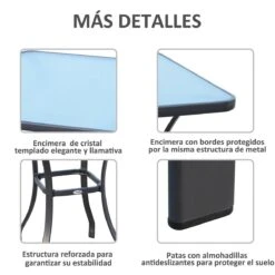 Outsunny Mesa Auxiliar De Cristal Templado Cuadrada Bordes Redondeados Mesita Cafépara Patio Terraza Balcón Negro Y Transparente 68,5x68,5x84 Cm -OUTSUNNY TIENDA c9ee7db70550ef82db7fa8041ac53a6d8f77156c 74a5dad800ee44ae93e0f5721bcb9ae0