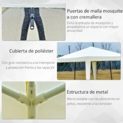 Outsunny Carpa De Jardín 3x3 M Cenador Con 4 Partes Laterales Mosquitera Con Cremallera Protección UV Para Patio Exterior Eventos Fiesta Beige 15 Outsunny Carpa De Jardín 3x3 M Cenador Con 4 Partes Laterales Mosquitera Con Cremallera Protección UV Para Patio Exterior Eventos Fiesta Beige -OUTSUNNY TIENDA ca48ac6819de26d71a424cfa66eea93a28734ca6 5c27010deef548bc9ad6f9f628994b5e