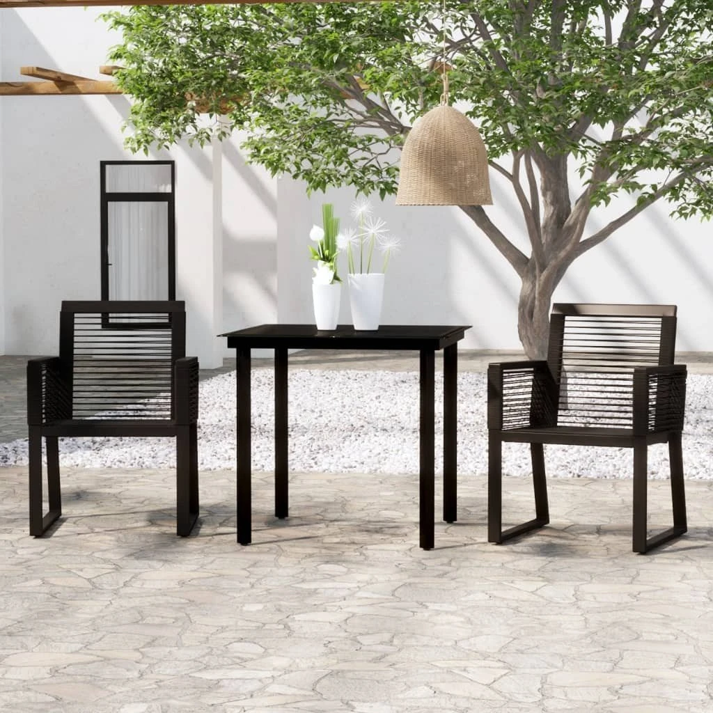 Juego De Comedor Para Jardín 3 Piezas Negro VidaXL 5 Juego De Comedor Para Jardín 3 Piezas Negro VidaXL - Imagen 3