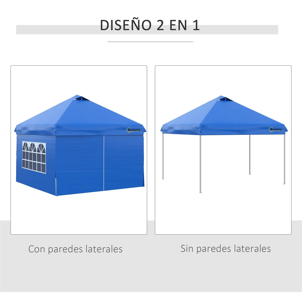 Outsunny Carpa Plegable 3x3 M Con Altura Ajustable De 3 Niveles Cenador De Jardín Con 4 Paredes Extraíbles 2 Ventanas 4 Sacos De Arena Y Bolsa De Transporte Para Camping Azul 10 Outsunny Carpa Plegable 3x3 M Con Altura Ajustable De 3 Niveles Cenador De Jardín Con 4 Paredes Extraíbles 2 Ventanas 4 Sacos De Arena Y Bolsa De Transporte Para Camping Azul - Imagen 8