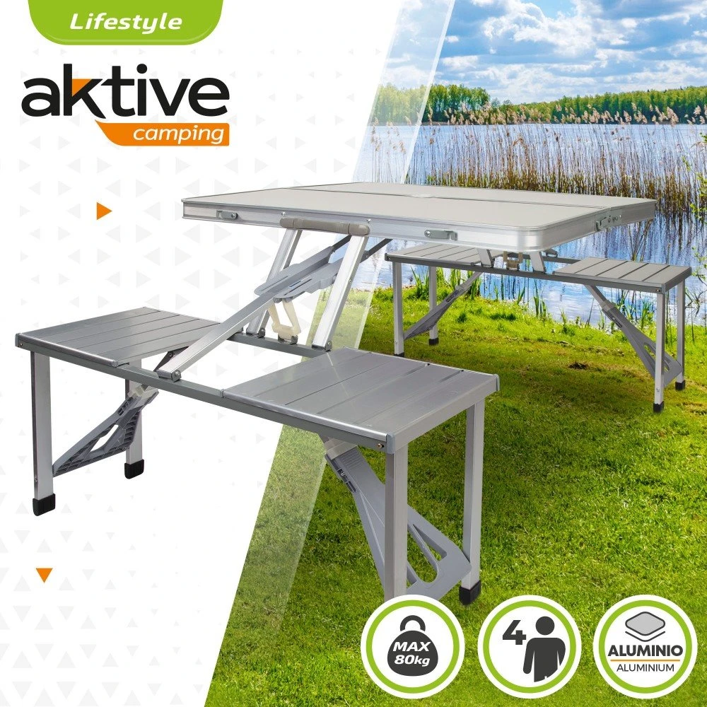 Mesa Plegable De Camping Con Bancos Aktive 3 Mesa Plegable De Camping Con Bancos Aktive - Imagen 2