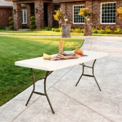 Mesa Rectangular Patas Plegables Crema LIFETIME 183x76x74 Cm -OUTSUNNY TIENDA caa57da8aee22e28d7f8bcbed871a87820d8c0df 2653a75c5f8c40adb35d0c17abbf83e6