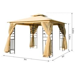 Outsunny Cenador De Jardín 300x300x280 Cm Carpas Para Exterior Grandes Doble Techo Con Mosquitera Y Piquetas Para El Suelo Fácil De Drenar Poliéster Acero Beige 14 Outsunny Cenador De Jardín 300x300x280 Cm Carpas Para Exterior Grandes Doble Techo Con Mosquitera Y Piquetas Para El Suelo Fácil De Drenar Poliéster Acero Beige -OUTSUNNY TIENDA ccfc2c9631996b9e58f58824d889a9d132de7012 003ecb0542274bd1b310582501a22afc