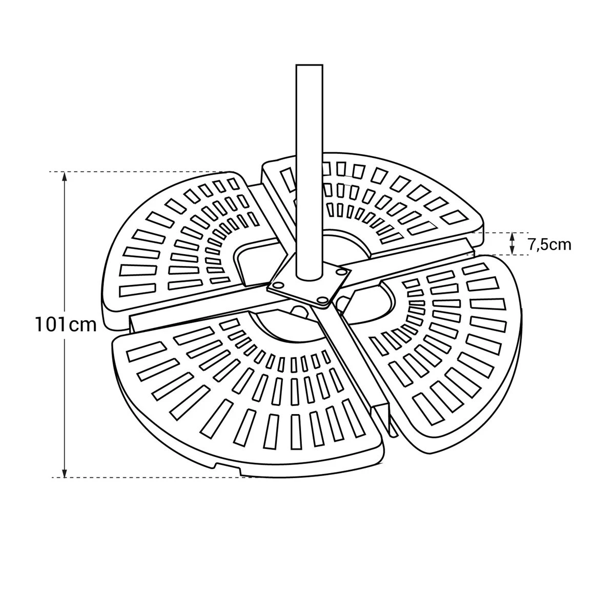 Happy Garden - Base De Sombrilla - Lote De 4 Losas Redondas Rellenables SAINT MALO 5 Happy Garden - Base De Sombrilla - Lote De 4 Losas Redondas Rellenables SAINT MALO - Imagen 3