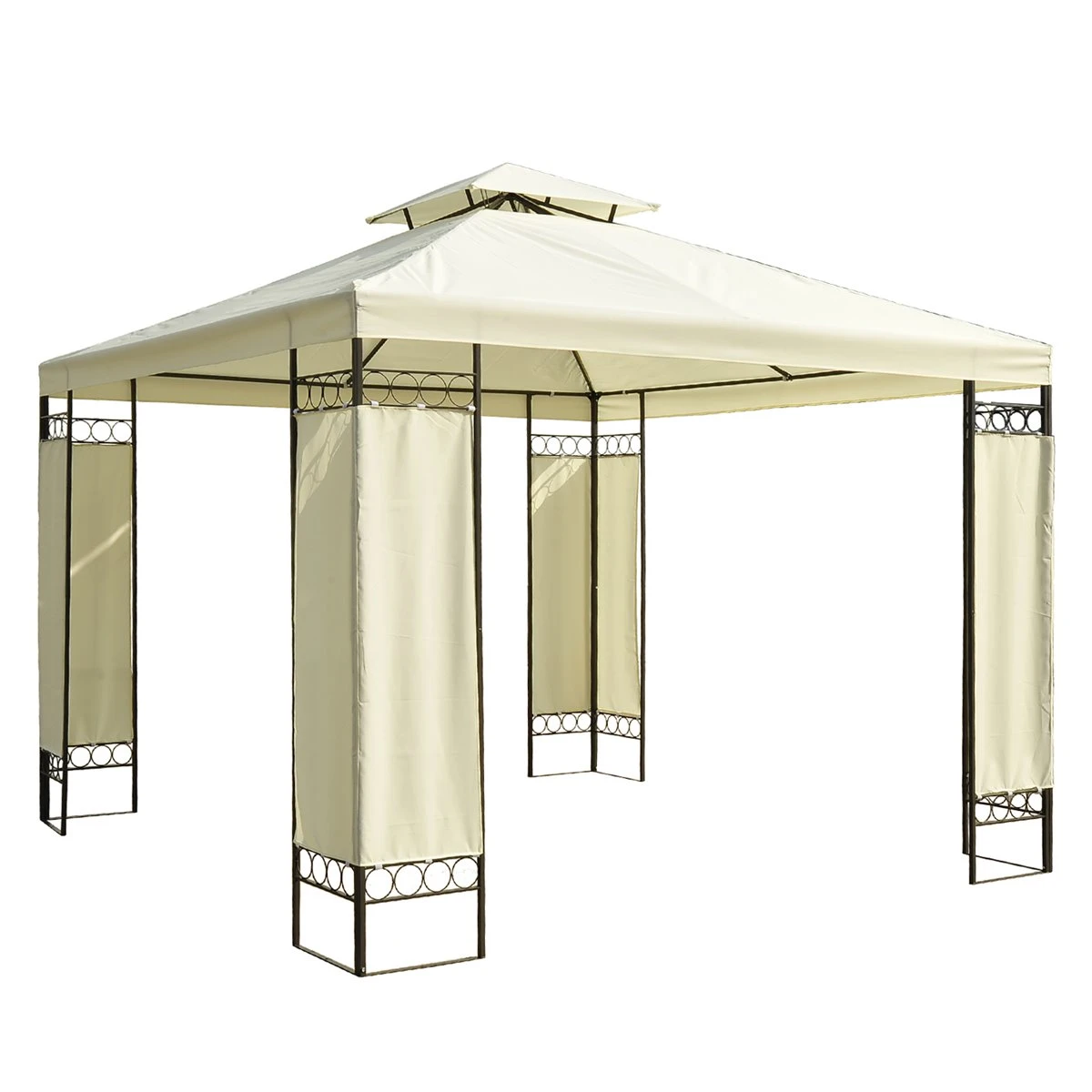 Outsunny Carpa 3x3m Con Techo Ventilador Postes De Acero Estable Para Exteriores Patio Jardín Pabellón Cenador Estructura Metálica Color Crema 3 Outsunny Carpa 3x3m Con Techo Ventilador Postes De Acero Estable Para Exteriores Patio Jardín Pabellón Cenador Estructura Metálica Color Crema