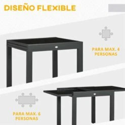 Outsunny Mesa De Jardín Extensible De Aluminio Mesa De Comedor Rectangular Con Encimera De Vidrio Templado Carga 50 Kg Para Terraza 160x80x75 Cm Negro 14 Outsunny Mesa De Jardín Extensible De Aluminio Mesa De Comedor Rectangular Con Encimera De Vidrio Templado Carga 50 Kg Para Terraza 160x80x75 Cm Negro -OUTSUNNY TIENDA cdd842892c30893f86de32a7accb124580987e63 deeeef14c83c41f9a6982a2562423a64
