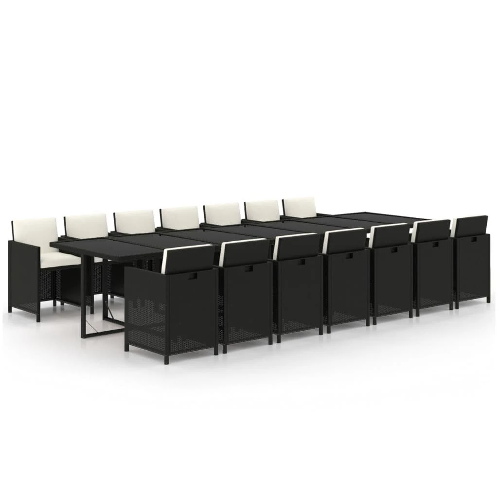 Set Comedor De Jardín 15 Pzas Con Cojines Ratán Sintético Negro VidaXL 4 Set Comedor De Jardín 15 Pzas Con Cojines Ratán Sintético Negro VidaXL - Imagen 2