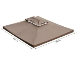 Outsunny Techo De Repuesto 4x3 M Para Cenador De Jardín 2 Niveles Transpirable Con 10 Orificios De Drenaje Cubierta De Repuesto De Gazebo Pabellón Exterior Marrón