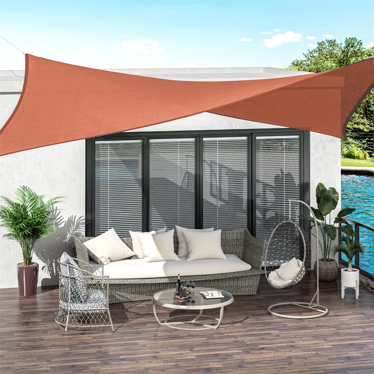 Outsunny Toldo Vela Rectángulo 3x4m Vela De Sombra Para Terraza Jardín Camping Resistente Al Agua Protección UV Poliéster Color Oxido Rojo 4 Outsunny Toldo Vela Rectángulo 3x4m Vela De Sombra Para Terraza Jardín Camping Resistente Al Agua Protección UV Poliéster Color Oxido Rojo - Imagen 2