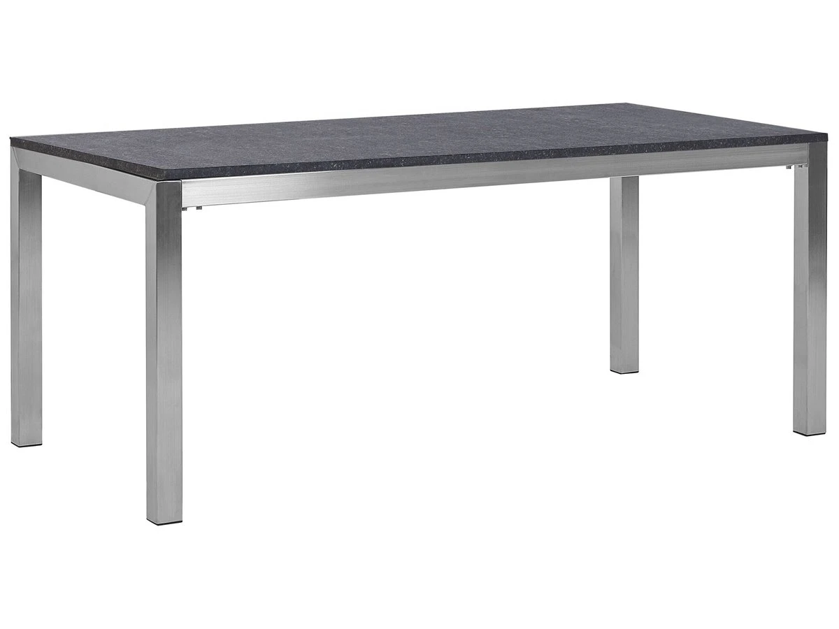 Mesa De Comedor De Metal/granito Gris Grafito/plateado 180 X 90 Cm GROSSETO 4 Mesa De Comedor De Metal/granito Gris Grafito/plateado 180 X 90 Cm GROSSETO - Imagen 2