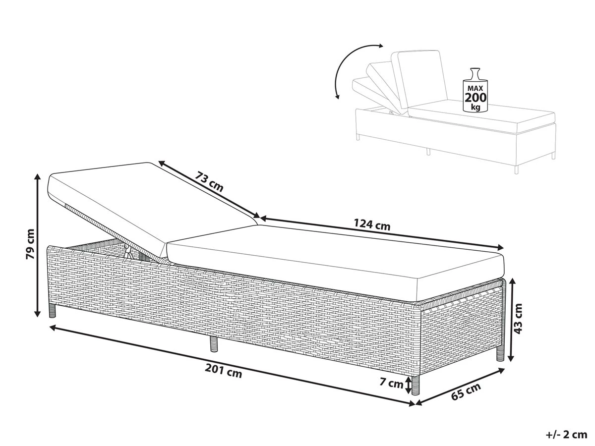 Tumbona De Jardín En Ratán Gris TURIN II 5 Tumbona De Jardín En Ratán Gris TURIN II - Imagen 3