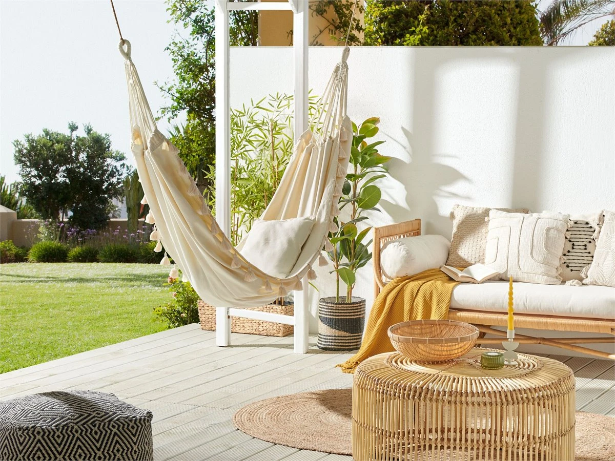 Hamaca De Algodón/poliéster Blanco Crema VERCELLI 3 Hamaca De Algodón/poliéster Blanco Crema VERCELLI