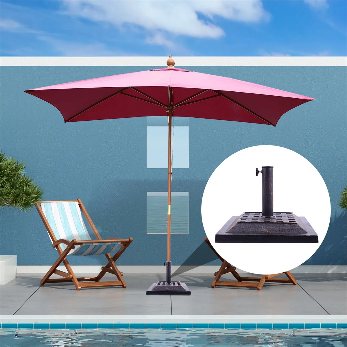 Outsunny Base Para Sombrilla De Jardín Peso Neto 9 Kg Soporte De Parasol Apto Para Mástil De 38mm/48mm Para Terraza Patio Exterior Ø44x32 Cm Bronce 4 Outsunny Base Para Sombrilla De Jardín Peso Neto 9 Kg Soporte De Parasol Apto Para Mástil De 38mm/48mm Para Terraza Patio Exterior Ø44x32 Cm Bronce - Imagen 2