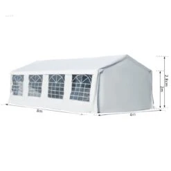 Outsunny Carpa De Jardín Cochera Gazebo 8x4m Pergola Cenador Pabellón 4 Paneles Laterales 8 Ventanas Para Fiesta Eventos Bodas Acero PE Blanco -OUTSUNNY TIENDA d5d40c63b28a34a9c6c205e3988c4166a0d859d1 f7ca96bf1aba48578d44e460ba9a51f1
