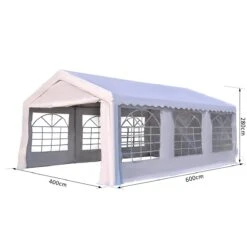 Outsunny Carpa De Jardín Cochera Gazebo 6x4m Pergola Cenador Pabellón 4 Paneles Laterales 6 Ventanas Para Fiesta Eventos Bodas Acero PE Blanco 13 Outsunny Carpa De Jardín Cochera Gazebo 6x4m Pergola Cenador Pabellón 4 Paneles Laterales 6 Ventanas Para Fiesta Eventos Bodas Acero PE Blanco -OUTSUNNY TIENDA d68e7a9fedd53c1e0bef86b61ad5b7969874367f ce635d1b4ee34d19bb0d703d128518bc
