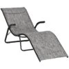 Outsunny Tumbona Plegable De Jardín Con Reposabrazos Reposapiés Respaldo Transpirable Y Marco De Metal Ergonómico Para Terraza Playa Camping 170x62x68 Cm Gris
