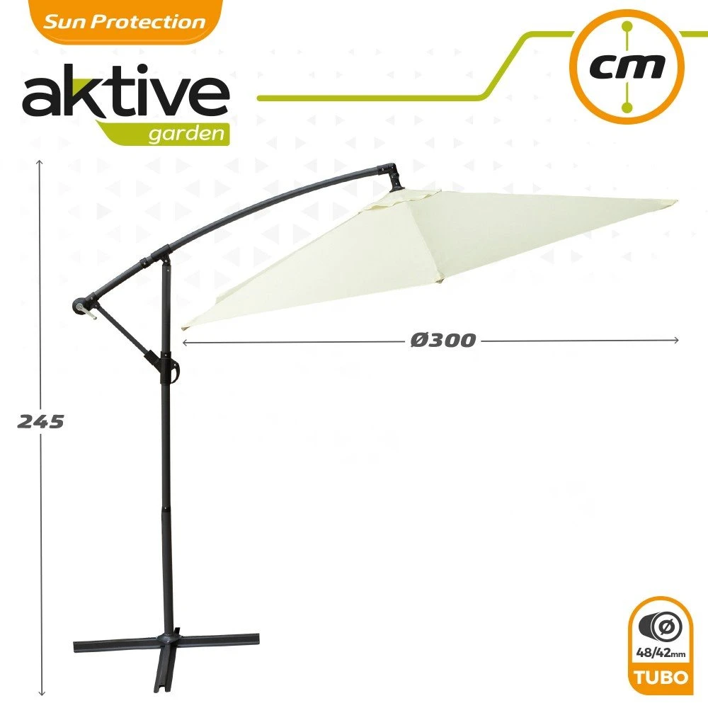 Parasol Excéntrico Banana 300 Cm Crema Mástil Aluminio Aktive Garden 8 Parasol Excéntrico Banana 300 Cm Crema Mástil Aluminio Aktive Garden - Imagen 6